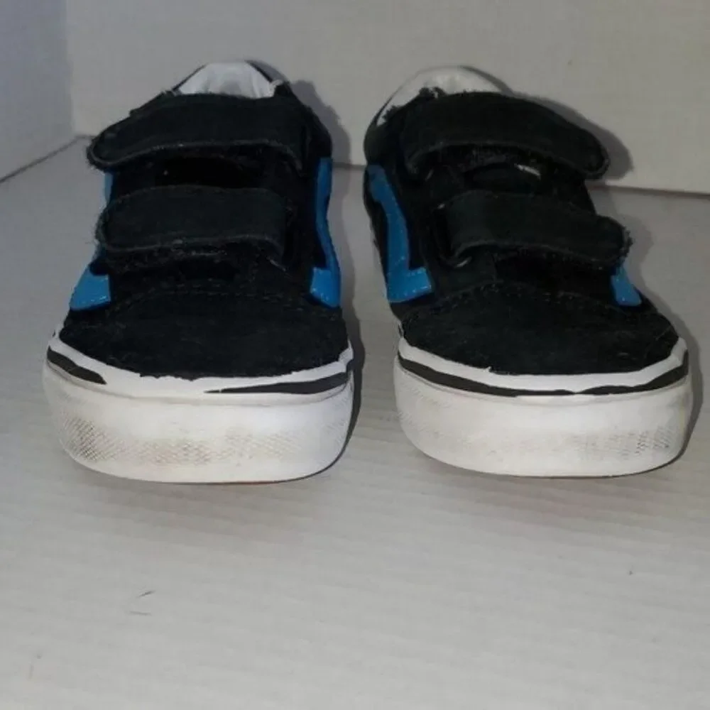 Vans SNEAKERS Kids Shoes Old Skool V Skate Black Blue KIDS YOUTH 13